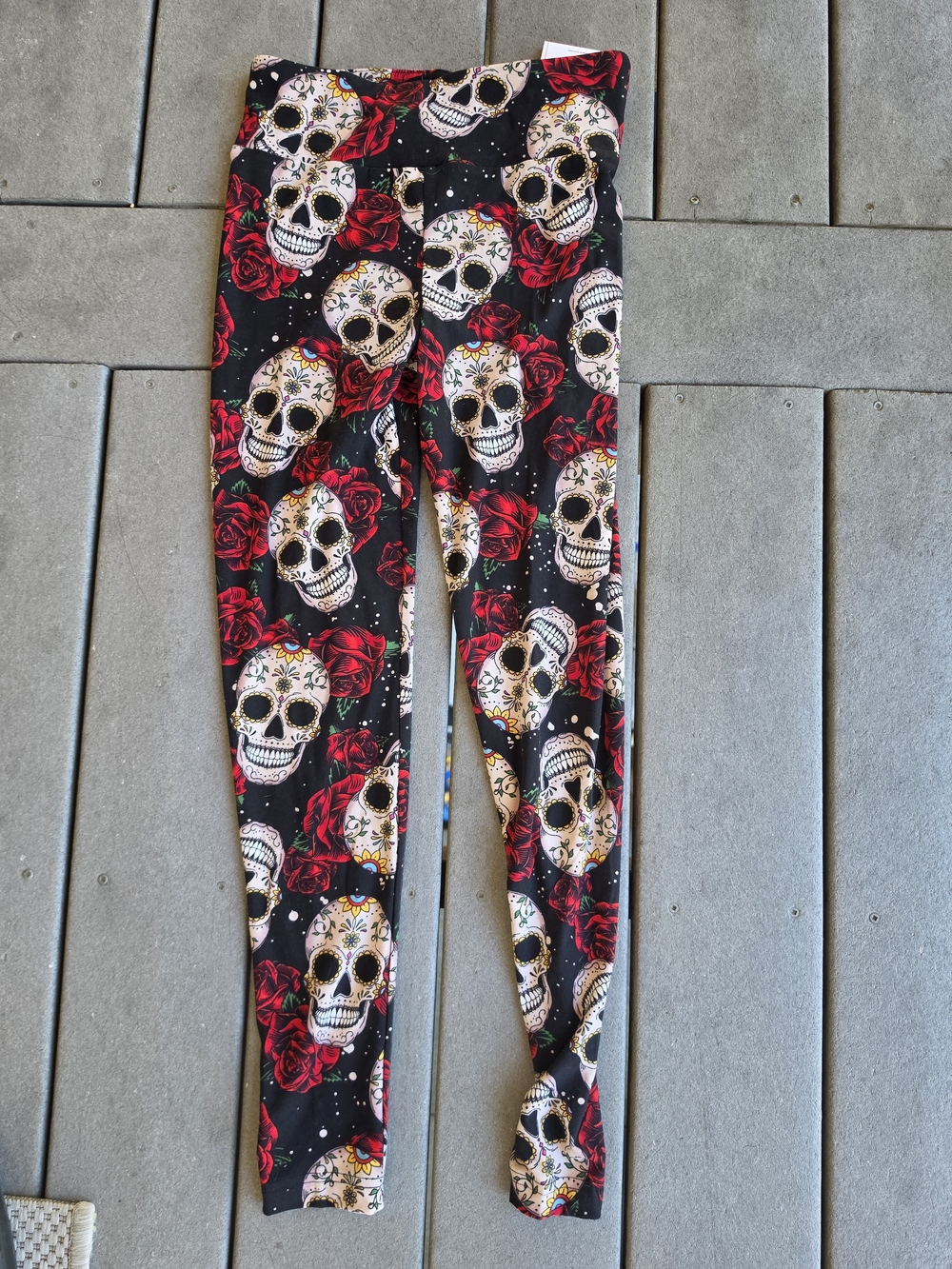 Kids Black Skull & Rose Leggings